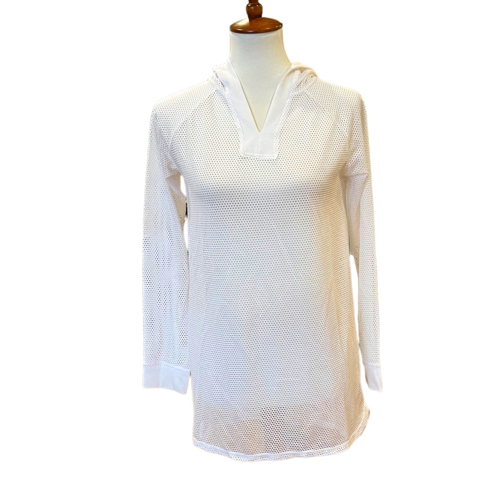 Ideology white swim cover up with hoodie Sz XL